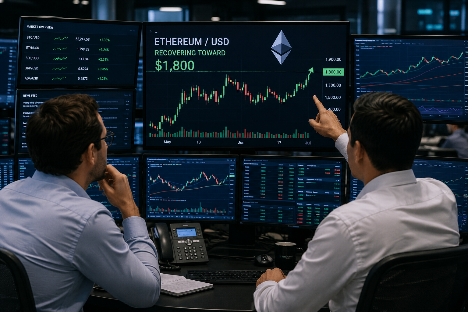 Ethereum approaches $1,800 as bulls test key resistance